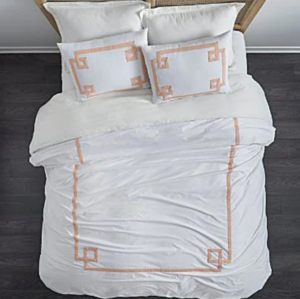 Villa by Noble Excellence Greek Key Blush Queen Duvet Cover